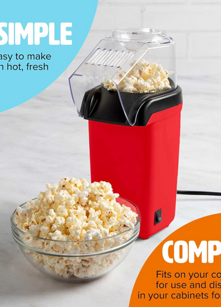 Hot Air Popcorn Maker – 18-Cup Oil-Free Popper with Butter Melter Lid