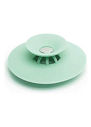 2-in-1 Silicone Sink Drain Stopper & Hair Catcher Universal Bathtub Plug 10cm Leak-Proof Green
