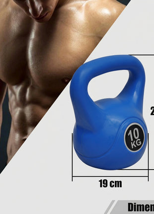 Vinyl Coated Cement Filled Kettlebell Weight 2kg to 16kg Home Gym Strength Training - 10kg