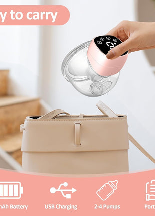Wearable Electric Breast Pump – 1200mAh Rechargeable – LED Display – 9 Suction Levels – Silent & Leak-Proof