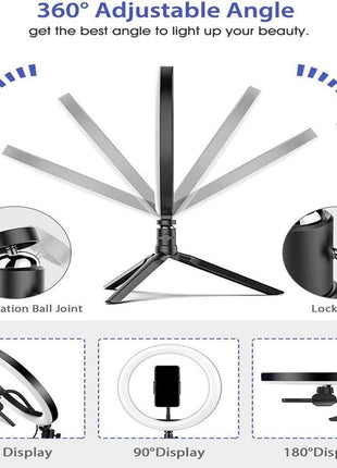 Ring Light 26cm with Tripod – 3 Modes, USB Powered, Adjustable Angle