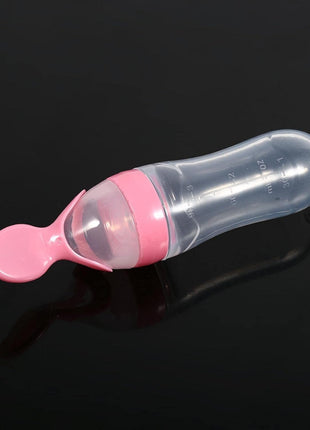 Silicone Baby Feeding Bottle 90mL – Leakproof BPA-Free Food Dispenser with Spoon and Cover