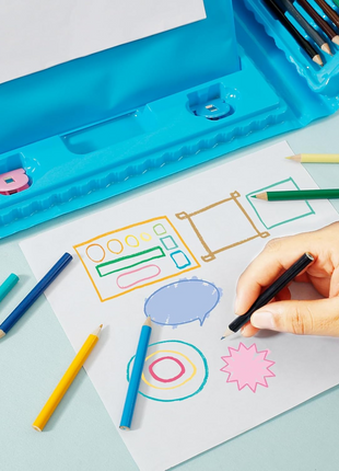 208-Piece Kids Art Set – Drawing & Painting Kit with Easel, Crayons, Pencils, Ruler, Watercolors
