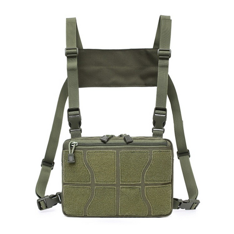 Tactical Chest Rig Bag 26×19×4 cm | 1000D Nylon Multi‑Pocket Adjustable Shoulder/Waist Pack Green