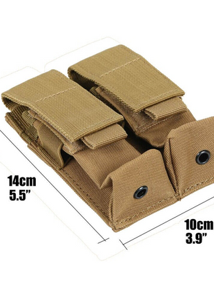 Tactical MOLLE Double Magazine Pouch 600D Nylon 15 cm×10 cm – Fits Double‑Stack 9 mm Pistol Mags