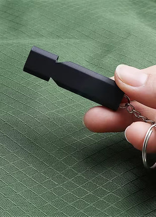 Aluminum Alloy Whistle 50mm Loud Output with Keychain – Anodized Black or Silver for Survival & Outdoor Use
