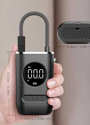 Cordless Mini Air Compressor 150 PSI – 4000mAh Rechargeable Tyre Inflator with LED Light, USB-C – Digital Pump for Car, Bike, Ball