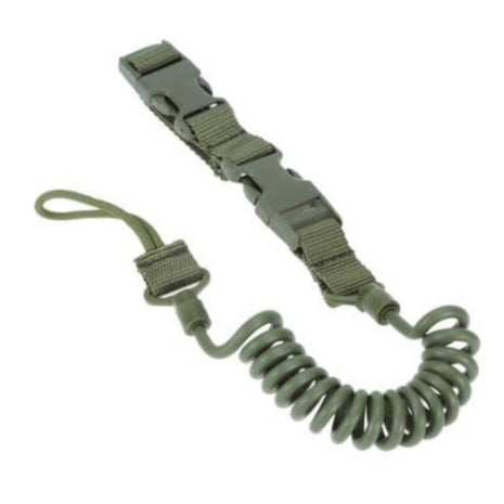 Tactical Pistol Lanyard Sling 55–150cm Nylon Elastic Coil – Anti-Loss Belt Attachment – Black/Khaki/Green