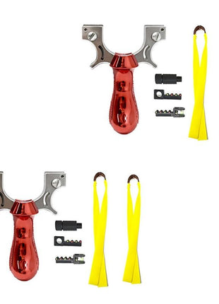 Hunting Slingshot – Alloy Frame + Red Laser + Level – Ergonomic Grip – 2 Bands