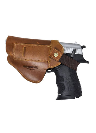 Universal Leather Gun Holster 11x13cm – Ambidextrous Clip – Compact Pistol Fit – Black/Brown/Coffee