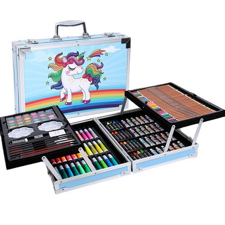 145-Piece Art Set – Unicorn Aluminum Case – Complete Drawing, Painting & Sketching Kit