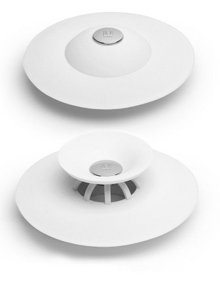 2-in-1 Silicone Sink Drain Stopper & Hair Catcher Universal Bathtub Plug 10cm Leak-Proof White