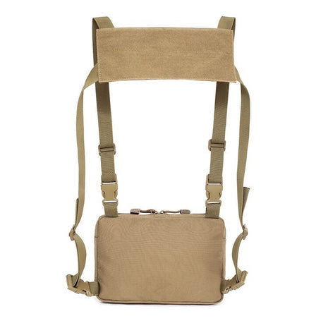 Tactical Chest Rig Bag 26×19×4 cm | 1000D Nylon Multi‑Pocket Adjustable Shoulder/Waist Pack Khaki
