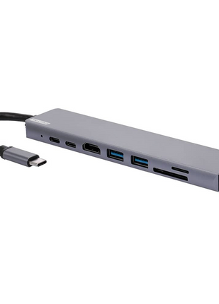 UNISYNC 8-in-1 USB-C Docking Station with 87W PD, HDMI, USB 3.0, RJ45, SD/TF – Slim Hub