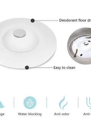 2-in-1 Silicone Sink Drain Stopper & Hair Catcher Universal Bathtub Plug 10cm Leak-Proof White