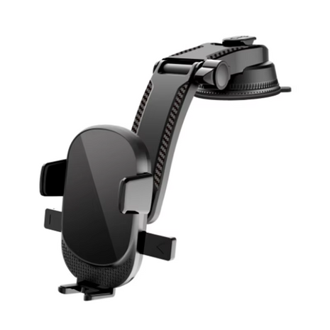Car Phone Mount Holder – ABS Suction Mount with Telescopic Arm – Black Dashboard/Windshield Cradle