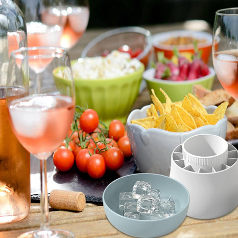 Small Silicone Ice Cube Tray With Lid, 60-Cube Easy Release Ice Cup Mold Blue White