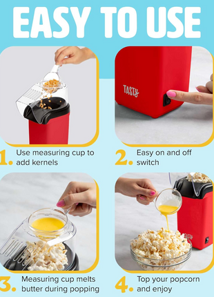 Hot Air Popcorn Maker – 18-Cup Oil-Free Popper with Butter Melter Lid