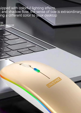 UNISYNC Wireless Mouse 1600 DPI – Bluetooth 5.0 2.4GHz Dual Mode – Silent Click – Rechargeable