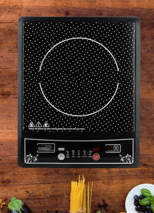 Induction Cooker 2000W Ceramic Glass – Compact Electric Infrared Cooktop with Touch Controls & LED Display – Black