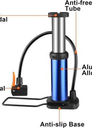 Mini Foot Pump with Gauge 160 PSI – Aluminum Body + Presta/Schrader Compatible
