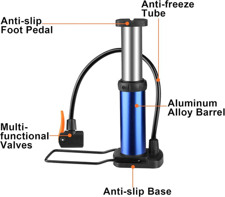 Mini Foot Pump with Gauge 160 PSI – Aluminum Body + Presta/Schrader Compatible