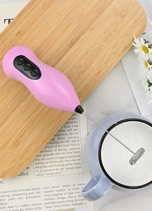 Handheld Electric Coffee Whisk Milk Frother Battery Powered Stainless Steel Drink Mixer