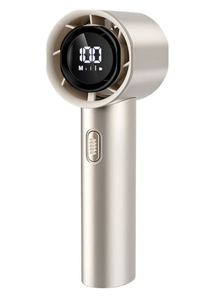 Handheld Fan 3-Speed Portable with Digital Display, Vortex Airflow, USB-C Rechargeable, Champagne
