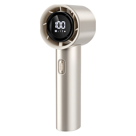 Handheld Fan 3-Speed Portable with Digital Display, Vortex Airflow, USB-C Rechargeable, Champagne