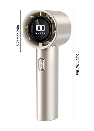 Handheld Fan 3-Speed Portable with Digital Display, Vortex Airflow, USB-C Rechargeable, Champagne
