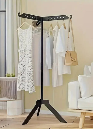 Freestanding Clothes Drying Rack 136.5cm – Foldable Laundry Stand with 360° Rotating Arms – Indoor Outdoor Garment Hanger, Black
