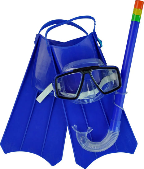 Kids Snorkel Set 2-in-1 with Mask, Snorkel & Adjustable Fins – Fits up to Size 33 – Blue