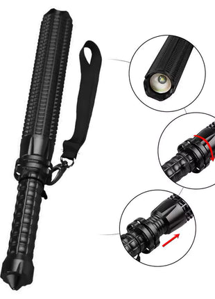 Tactical Flashlight 35.5cm – T6063-T6 Aluminum – 5 Modes, Telescopic Zoom, IPX6 – Black