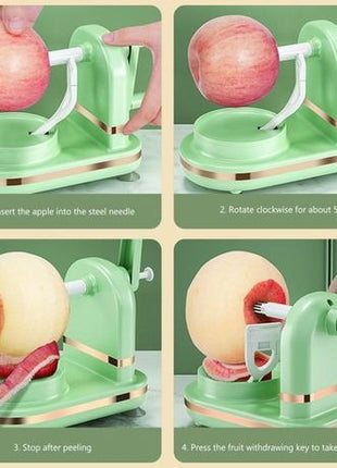 Manual Fruit Peeler with Adaptive Blade, Hand Crank, Suction Base