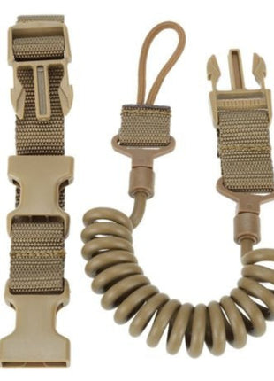 Tactical Pistol Lanyard Sling 55–150cm Nylon Elastic Coil – Anti-Loss Belt Attachment – Black/Khaki/Green