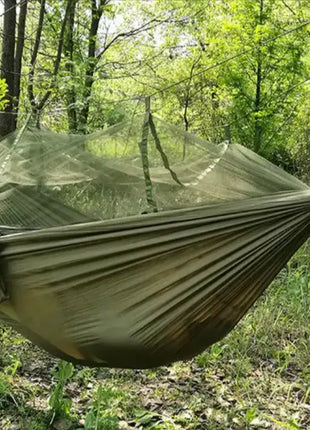 Camping Hammock 290x140cm Nylon with Mosquito Net – Lightweight Foldable Outdoor Hammock