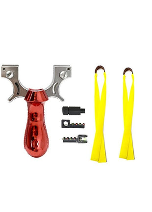 Hunting Slingshot – Alloy Frame + Red Laser + Level – Ergonomic Grip – 2 Bands
