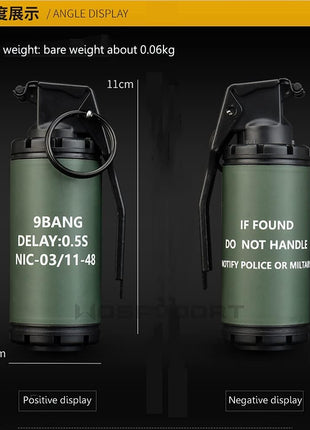 Tactical Flashbang Grenade Dummy – 11cm Prop Replica – Plastic Shell – Non-Functional