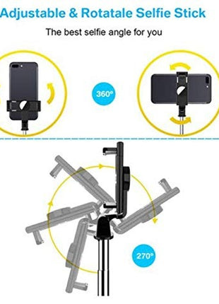 Selfie Stick Tripod 71cm Stainless Steel – Wireless Bluetooth Remote + LED Fill Light