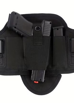 Ambidextrous IWB Holster, Black Neoprene Concealed Carry with Guard, Metal Clips, 2 Magazine Pouches, Fits Most EDC Subcompact to Full-Size Handguns