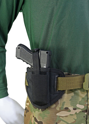 Pistol Holster Nylon Concealed Carry OWB – Hook & Loop Belt Attachment – Black