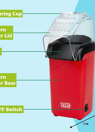 Hot Air Popcorn Maker – 18-Cup Oil-Free Popper with Butter Melter Lid