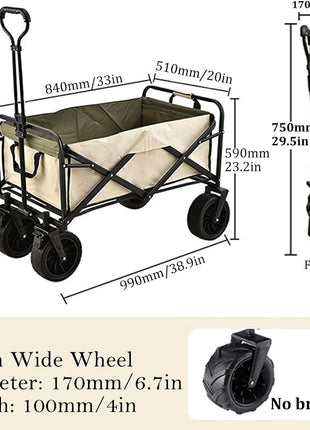 Collapsible Folding Wagon Cart 150L Capacity – Steel Frame, Oxford Cloth, Off-Road Wheels – Camouflage