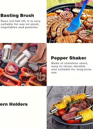 23-Piece Stainless Steel Braai BBQ Tool Set with Carry Case, Skewers, Corn Holders, Grill Accessories & Glove
