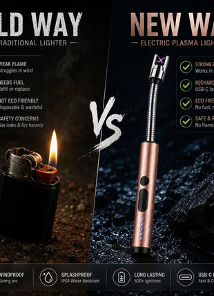 Electric Arc Lighter – 29.5cm Flexible USB Rechargeable – Windproof Safety Ignition with LED Indicator