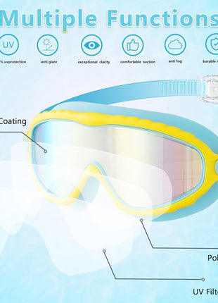 Kids Swimming Goggles 15cm Anti-Fog UV Protection Soft Silicone Seal  – Fits Ages 3–14