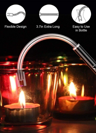 Electric Arc Lighter – 29.5cm Flexible USB Rechargeable – Windproof Safety Ignition with LED Indicator – Black