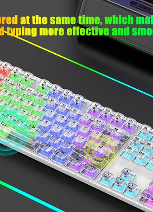 Mechanical Gaming Keyboard Full-Size – RGB Backlit Transparent ABS Keys – Anti-Ghosting – USB-C Wired – Spill Resistant