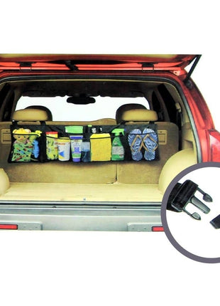 Car Back Seat Trunk Organiser 106 x 30.5cm Nylon Hanging Storage with 5 Mesh Pockets – Heavy Duty