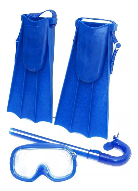 Kids Snorkel Set 2-in-1 with Mask, Snorkel & Adjustable Fins – Fits up to Size 33 – Blue